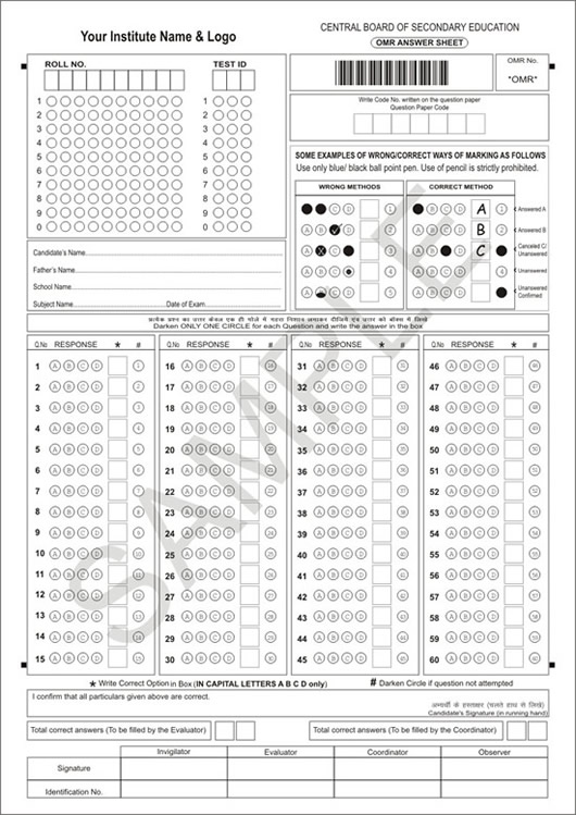 CBSE Sheet with OMR only (112106)